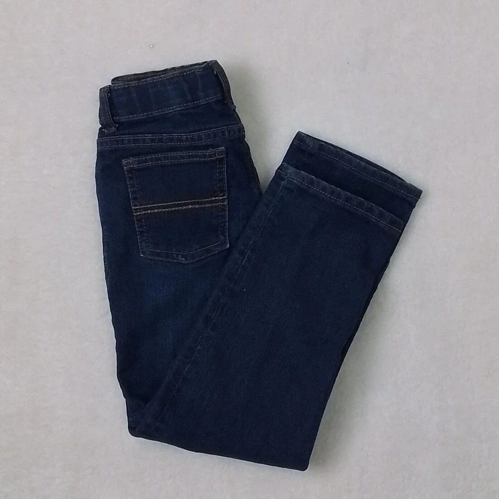 Carters Boys Straight Fit Jeans Sz 6 Dark Wash Denim Adjustable Waist‎